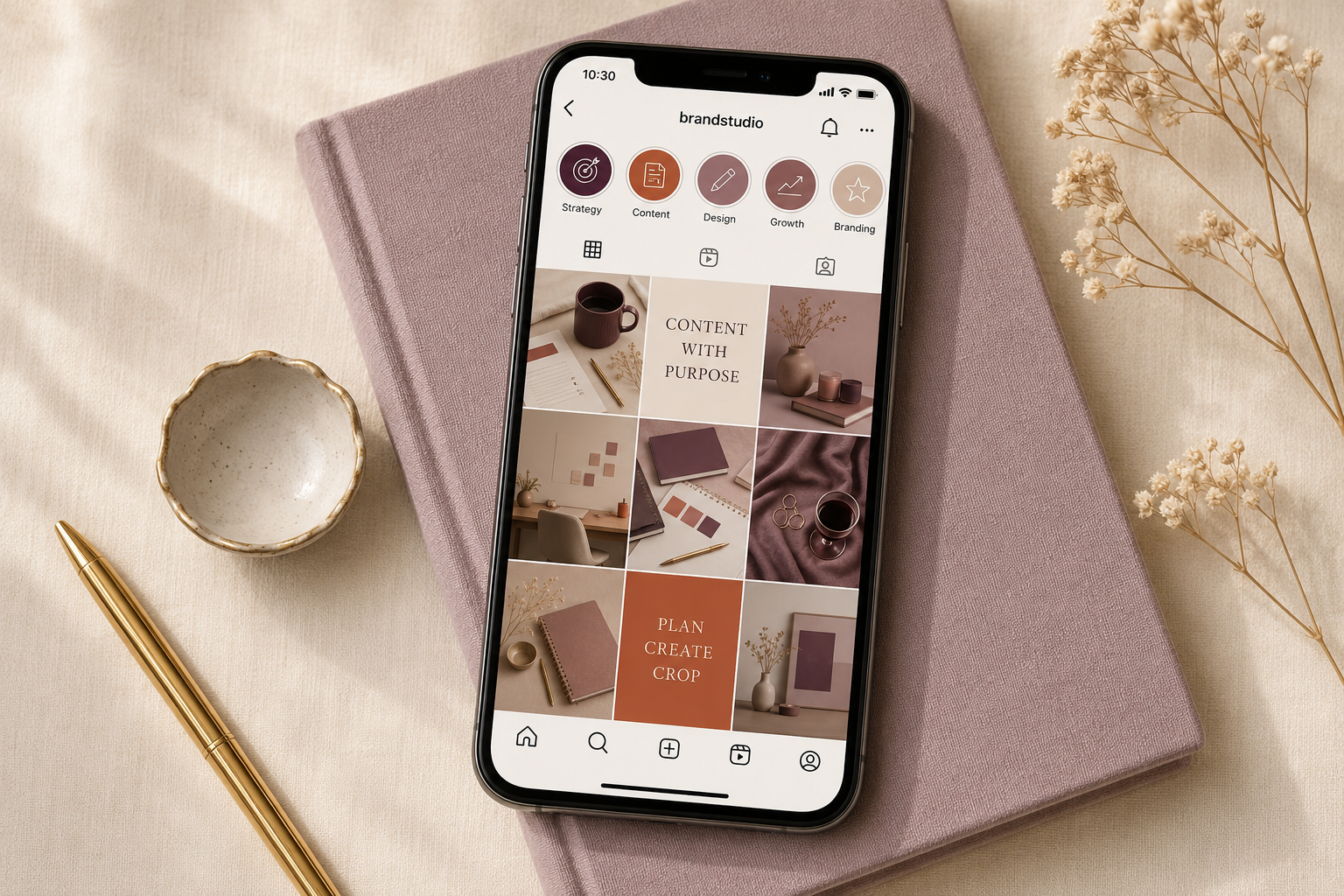 Social content plan and grid alignment view